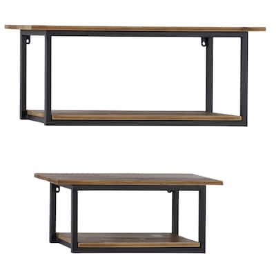 Metal 4 Shelves Wall Shelf - Set of 2 Brown - Roche River Decor