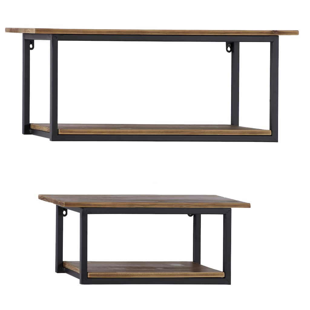 Metal 4 Shelves Wall Shelf - Set of 2 Brown - Roche River Decor