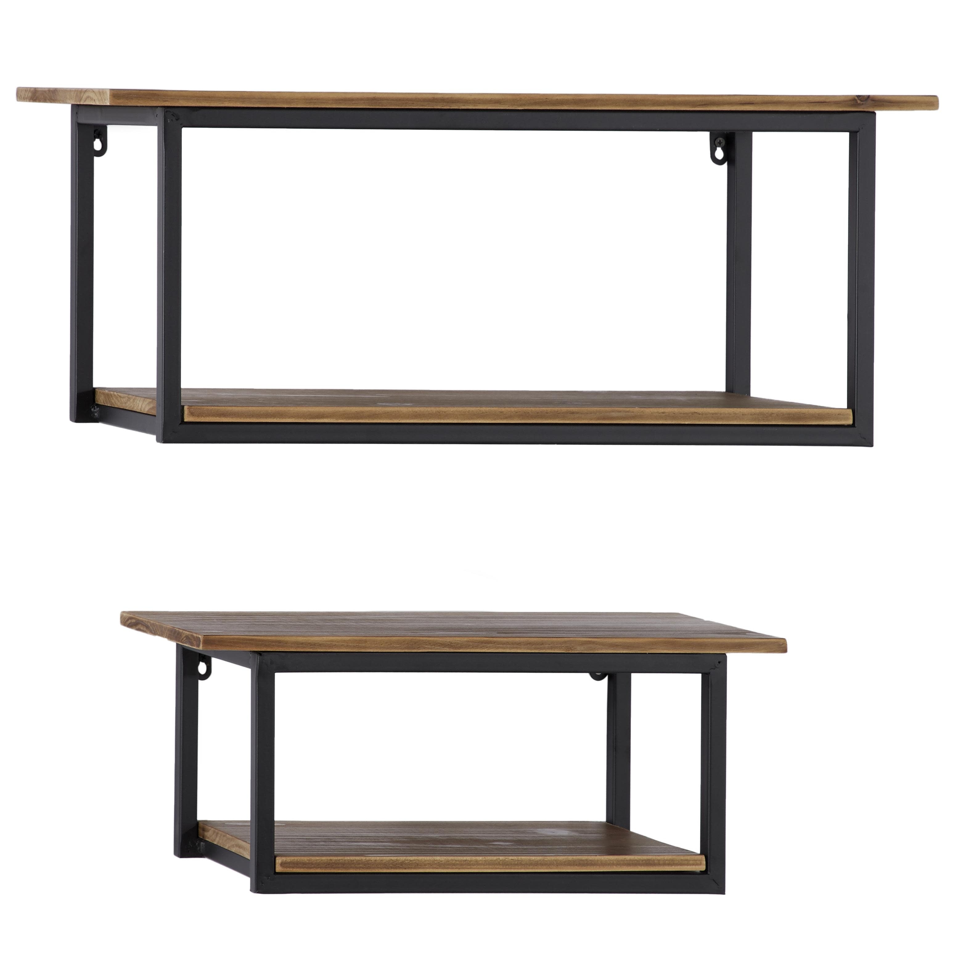 Metal 4 Shelves Wall Shelf - Set of 2 Brown - Roche River Decor