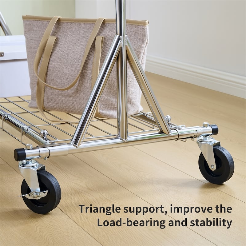 600LBS Metal Portable Rolling Clothes Racks with Wheels