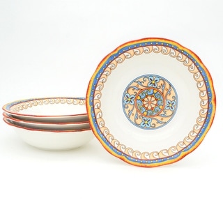 Euro Ceramica Duomo 4 Piece 8.5" Stoneware Pasta Bowl Set - 8.5 in. x 8.5 in. x 2.24 in.