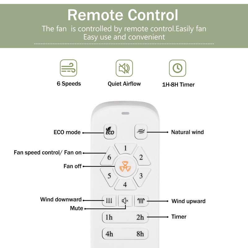 Oaks Aura 52-inch Modern Farmhouse Ceiling Fan Without Light, 6-Speed Reversible Ceiling Fans With Remote Control