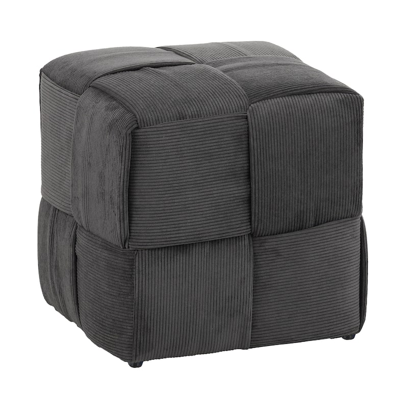 Anmytek Grey Corduroy Ottoman Foot Rest, 14.2-inch Square - Grey