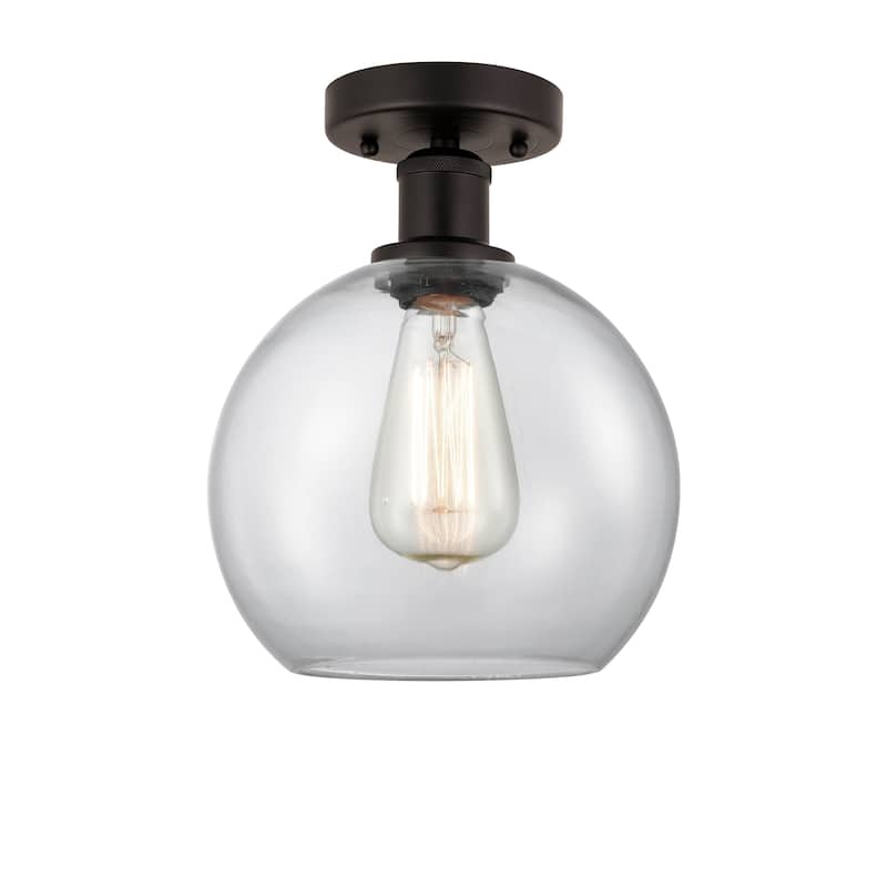 Innovations Lighting Edison Athens - 1 Light 8" Semi-Flush Mount - Clear/Oil Rubbed Bronze