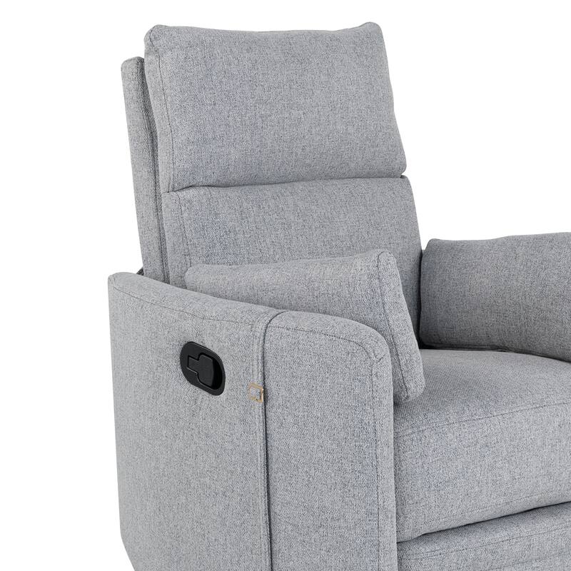 Beige Upholstered Swivel Rocker Recliner Chair with Manual Adjustment, 360° Swivel, and Two Removable Pillows