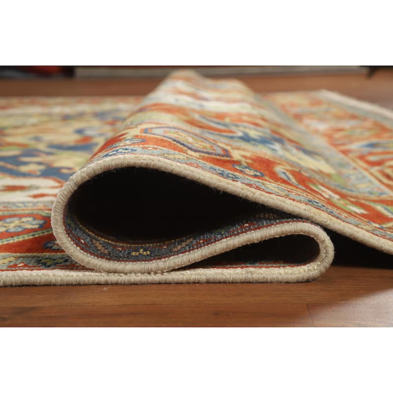 Geometric Medallion Heriz Serapi Indian Area Rug Handmade Wool Carpet - 8'11" x 11'7"