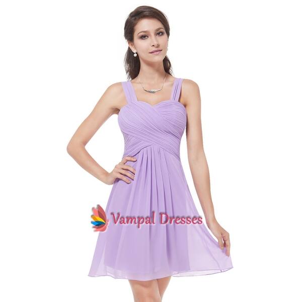 Shop Lilac Chiffon Dress For Wedding Guest Elegant Ruffles Padded
