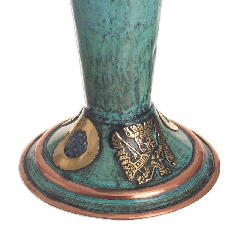 Novica Handmade Andean Ancestors Copper, Bronze And Sodalite Decorative Cup