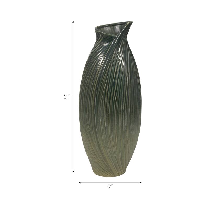 Ceramic Stylish Rubpert Contemporary Vase - Green
