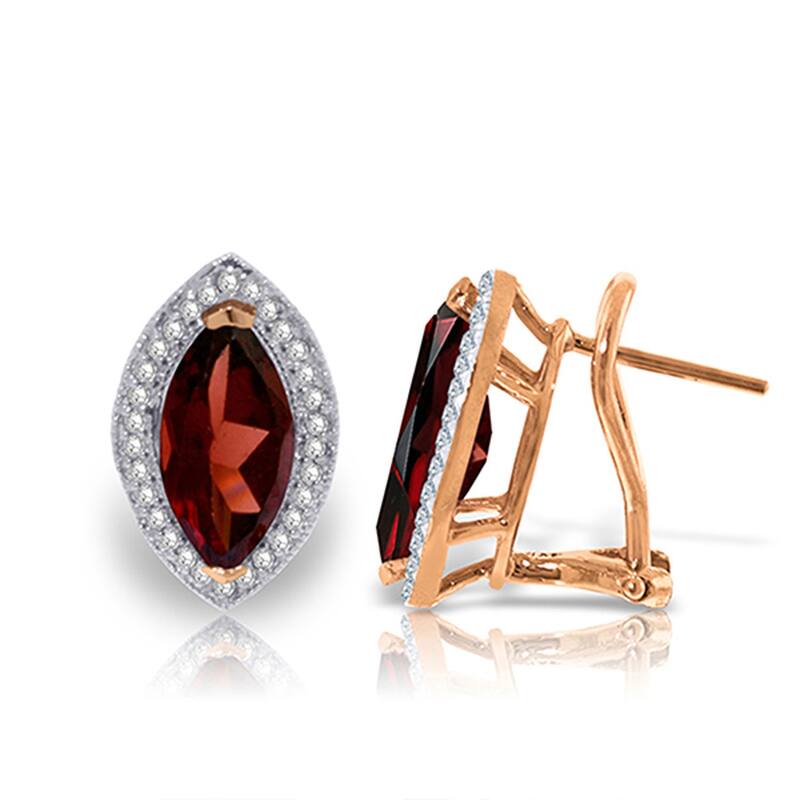4.3 Carat 14K Solid Gold Natural Marquis Garnet Diamond Earrings - Rose