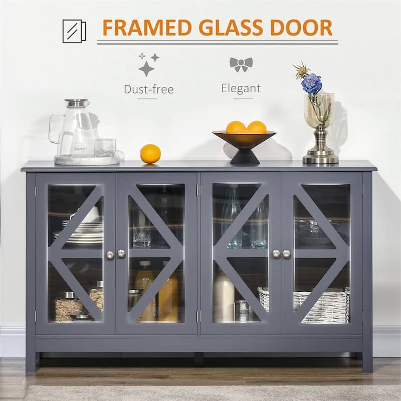 Buffet Cabinet with Tempered Glass Doors and Adjustable Storage Shelf