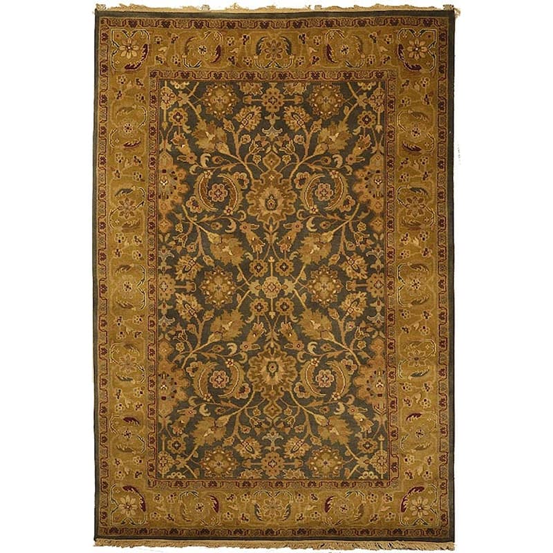 SAFAVIEH Hand-knotted Dynasty Nigar Traditional Oriental Wool Rug with - 6' x 9' - Blue/Apricot