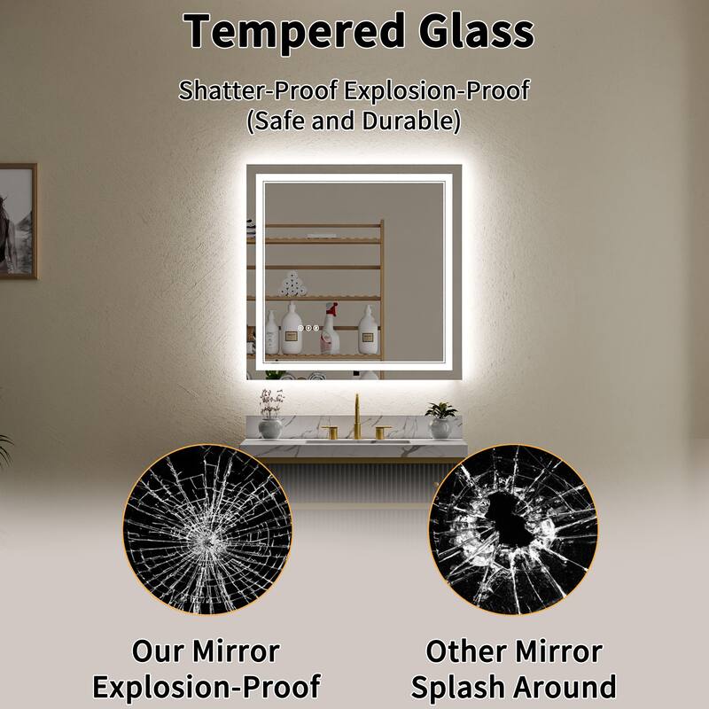 Modland Frameless LED Bathroom Mirror Backlit and Front Light Dimmable