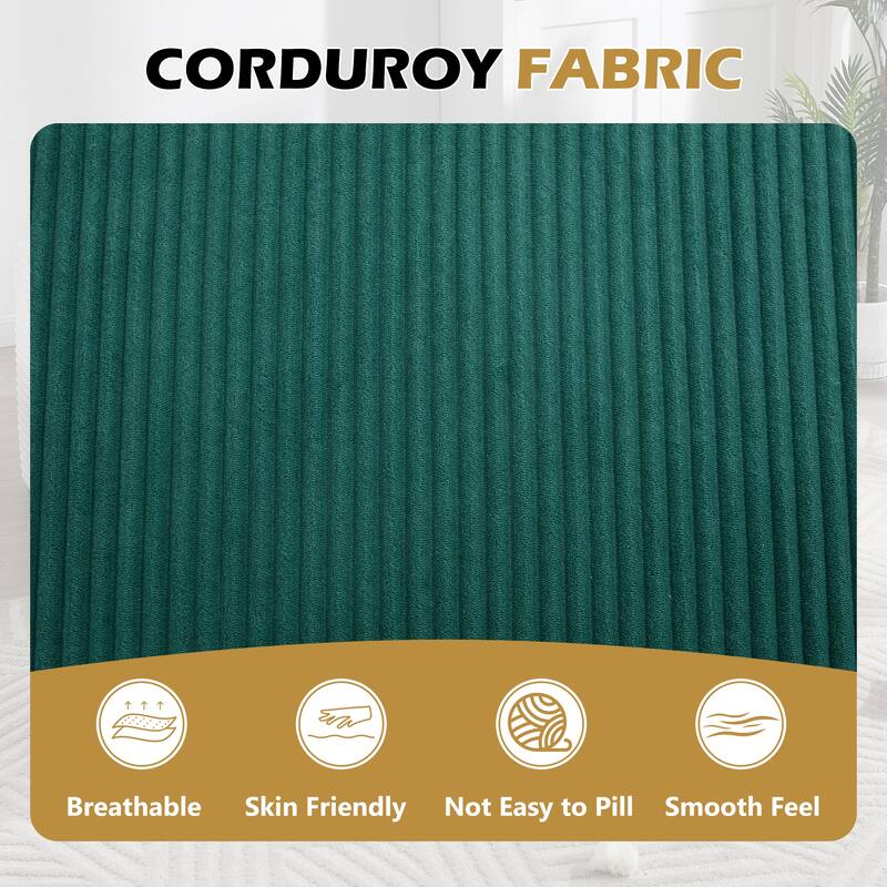 Roomfitters 67.5" Extra-Wide Chaise Lounge, Corduroy Boneless Sleeper Sofa with 46" Seat