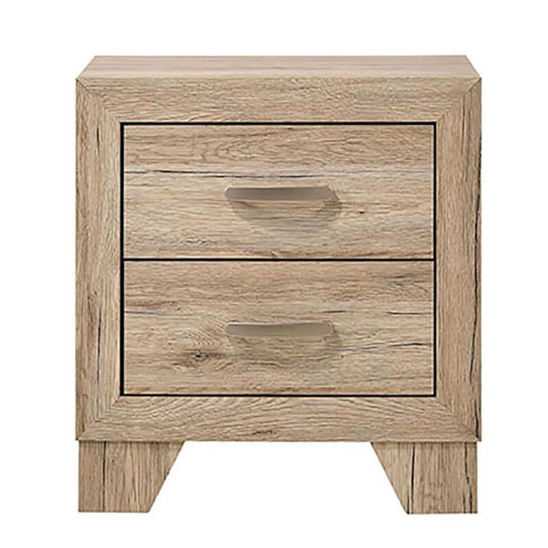 Natural 2-Drawer Nightstand with Wooden Tapered Legs