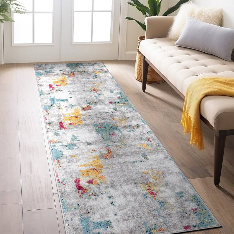 Contemporary Vibrant Abstract Design Area Rug