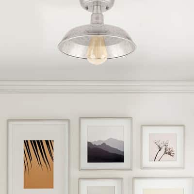 Zhuri 1 Light Outdoor Ceiling Mounted Lighting - Galvanized finish