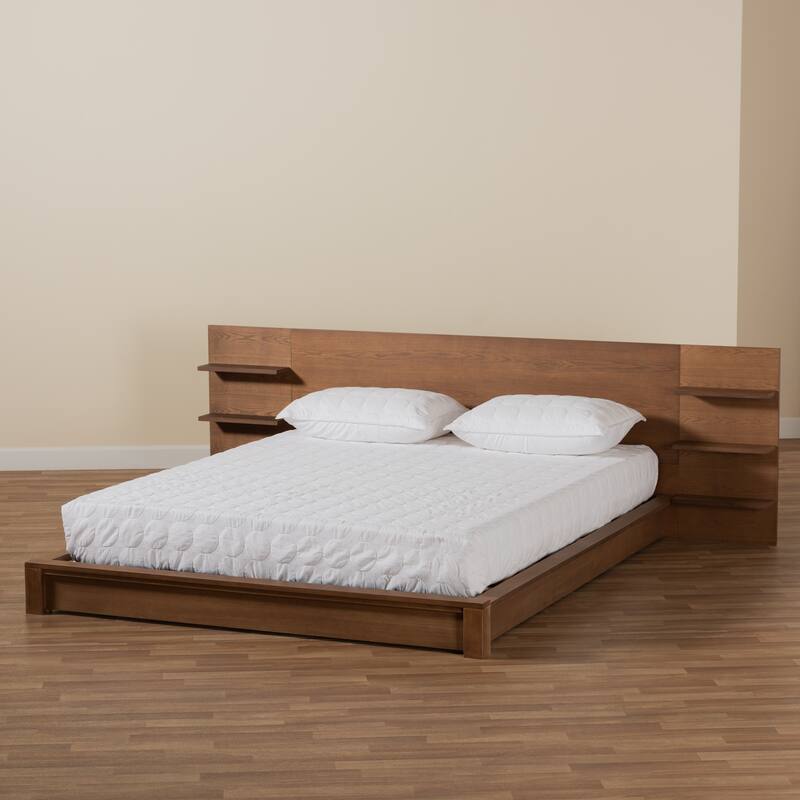 Elina Modern and Contemporary Platform Storage Bed with Shelves