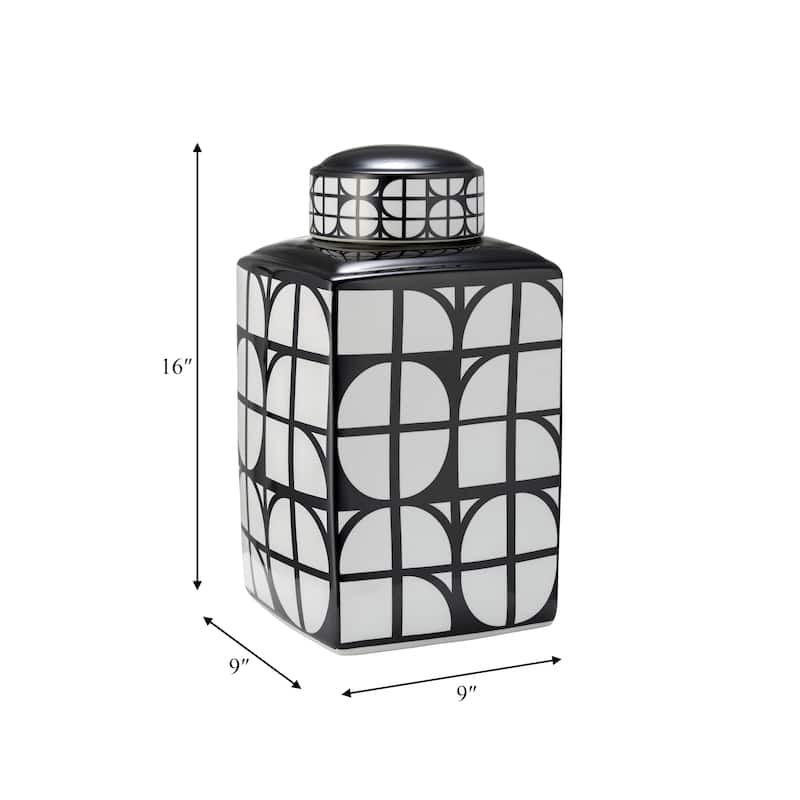 Sagebrook Home Ceramic Square Jar with Lid