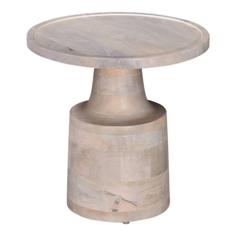 Solid Wood Round Side Table with Pedestal Base