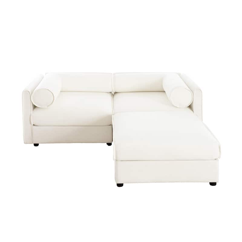 Modern 2-Seater Storage Loveseat with 1 Ottoman