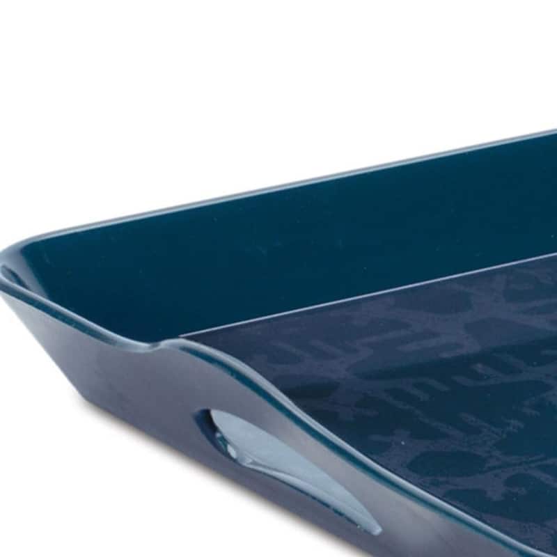 HomeRoots 17" Blue Abstract Geo Printed Serving Tray - 17 in. x 2.25 in. x 11.75 in.