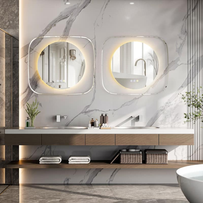 Creative Starlit Sky LED Bathroom Mirror Clear Glass - 32" x 28"