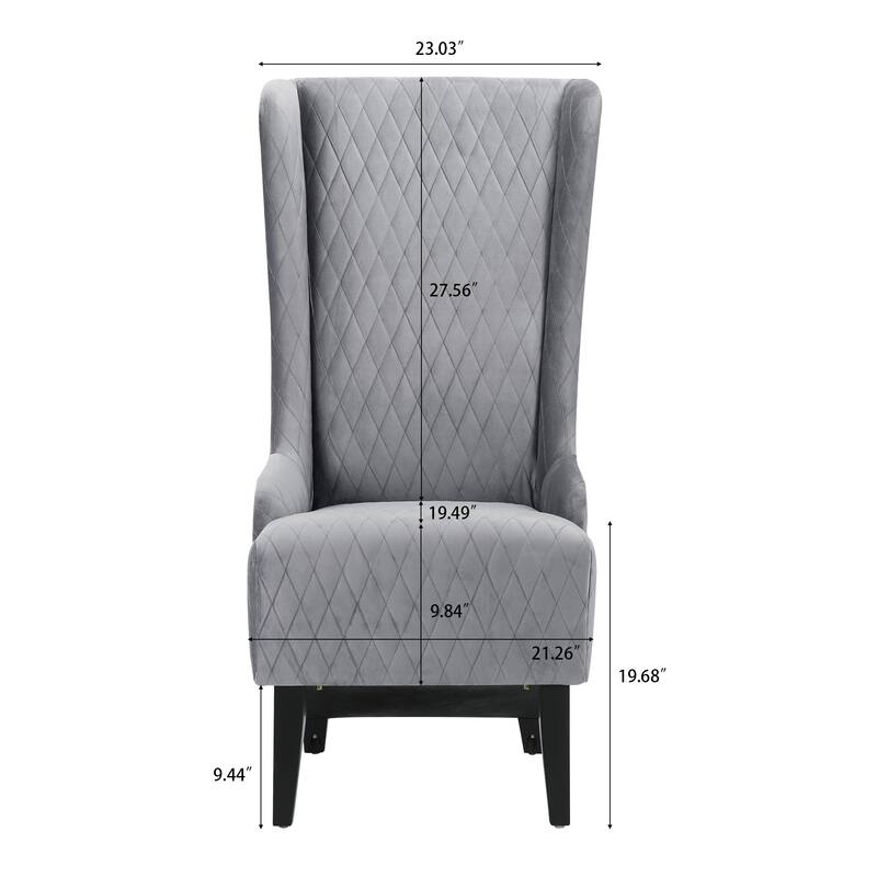 Gray Modern 23.03" High Back Upholstered Accent Chair with Solid Wood Frame