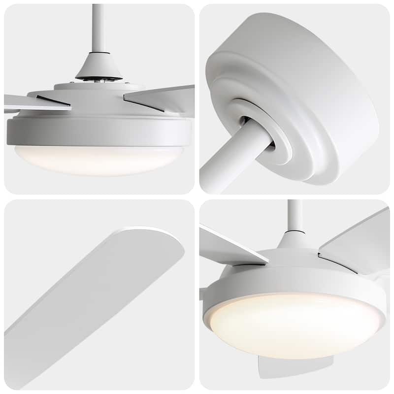 42 Inch White Ceiling Fan with LED Light and Remote Control MDF Blades