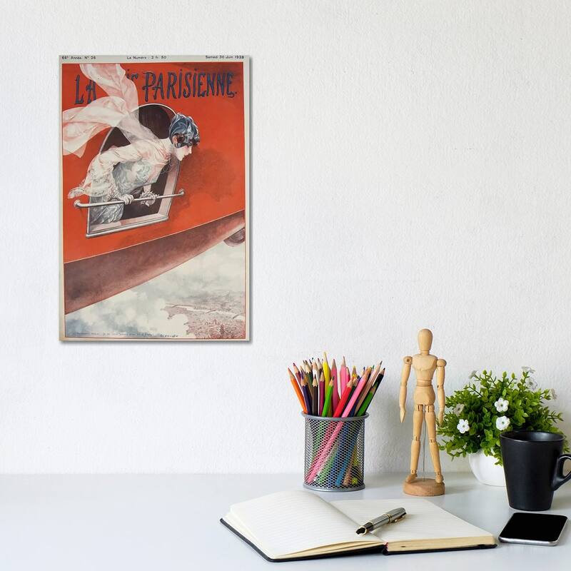 iCanvas "Art Deco Airplane La Vie Parisienne, 1928" by Vintage Apple Collection Canvas Print - 12x8x0.75