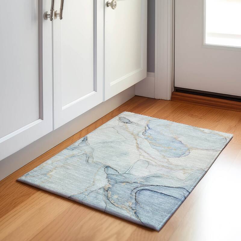 Premium Washable Super Soft Abstract Contemporary Mayfield Rug - Sky - 1' 8" x 2' 6" - Rectangle