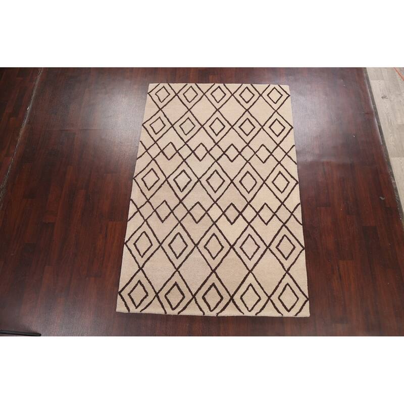 Trellis Geometric Contemporary Oriental Area Rug Wool Hand-tufted - 5'0" x 8'0"