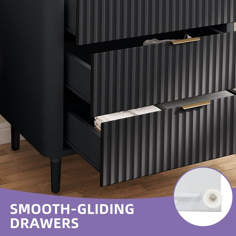 3 Drawer Dresser Storage Dresser Chest of Drawers with Waveform Panel Wood