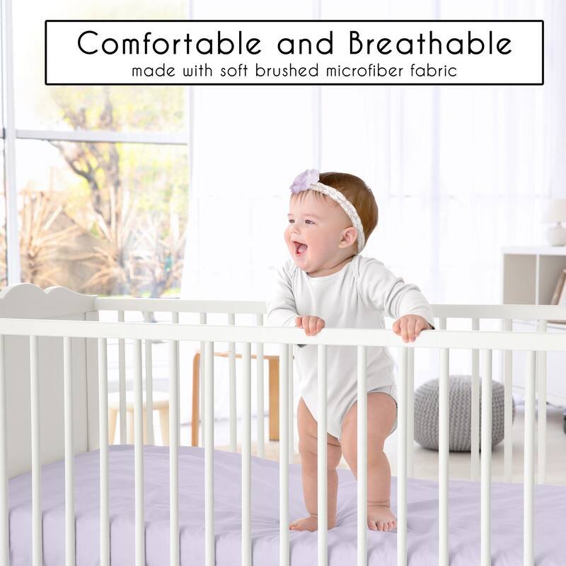 Sweet Jojo Designs Purple Boho Floral Girl 3 Pack Fitted Crib Sheets - Solid Lavender, White/Grey Polka Dots & Bohemian Shabby