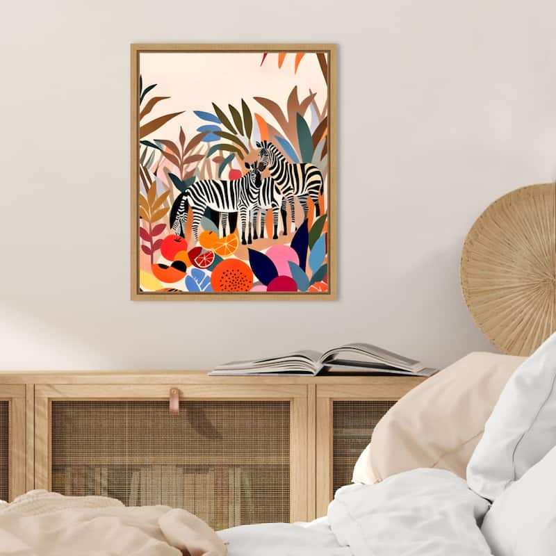 Three Zebras by Uma Gokhale Framed Canvas Wall Art