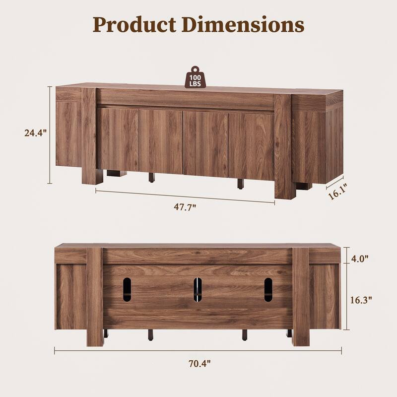Modern Farmhouse TV Stand, Wood Entertainment Center for Living Room
