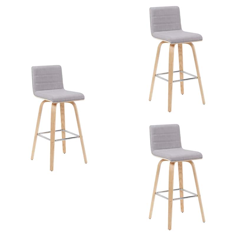 Skara Swivel Bar Stool, Upholstered Bar Height Chair with Bentwood Frame
