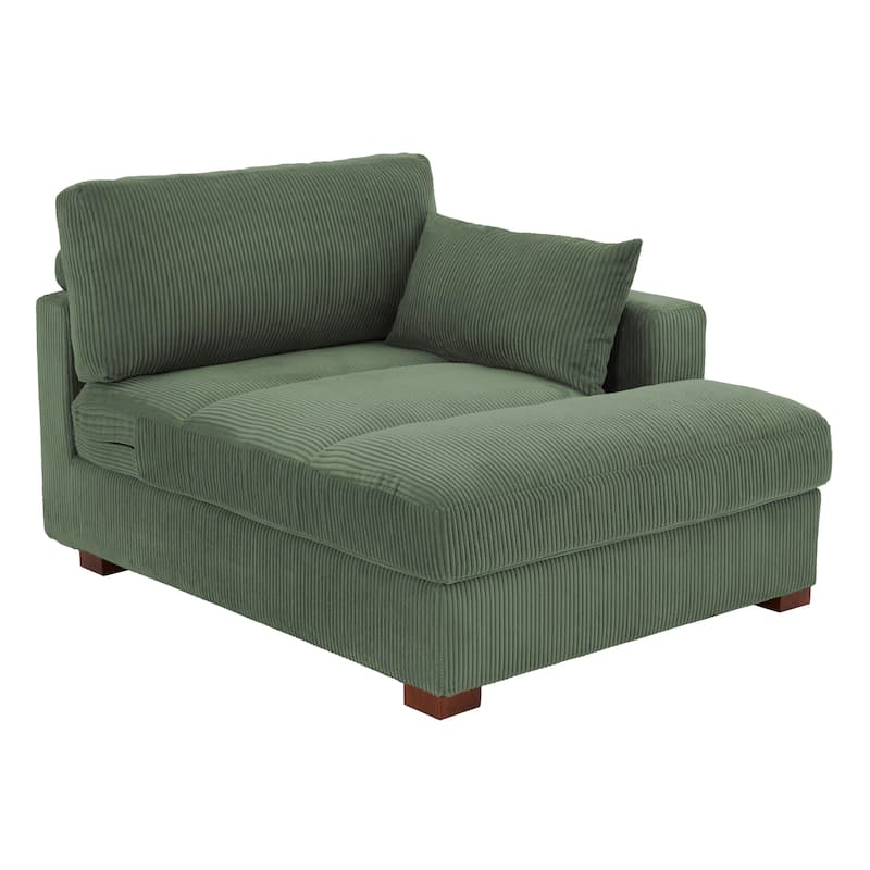 Modern Corduroy L-Shaped Sofa Chaise Lounge Couch