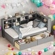 preview thumbnail 12 of 18, 2 Color Wooden Twin Daybed with 2 Drawers, Kids' Bed with Storage Shelf and USB Charging Ports Grey