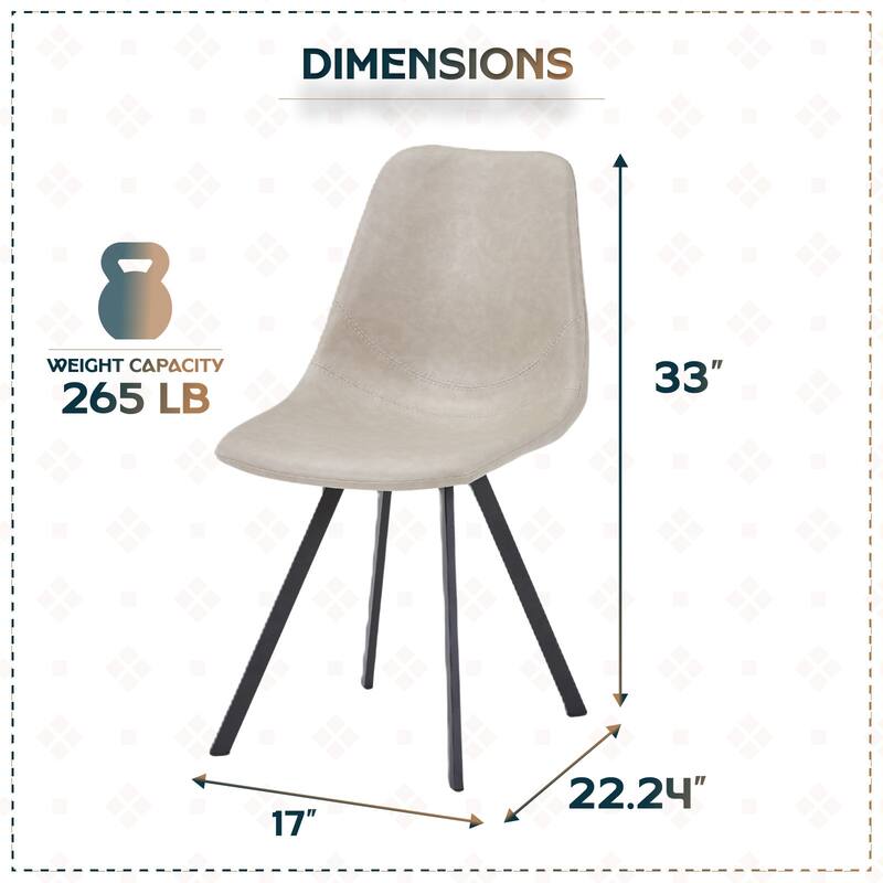 Markley Modern PU Leather Upholstered Ergonomic Mid-Back Accent Chair with Metal Legs for Home Kitchen or Living Room (Set of 4)