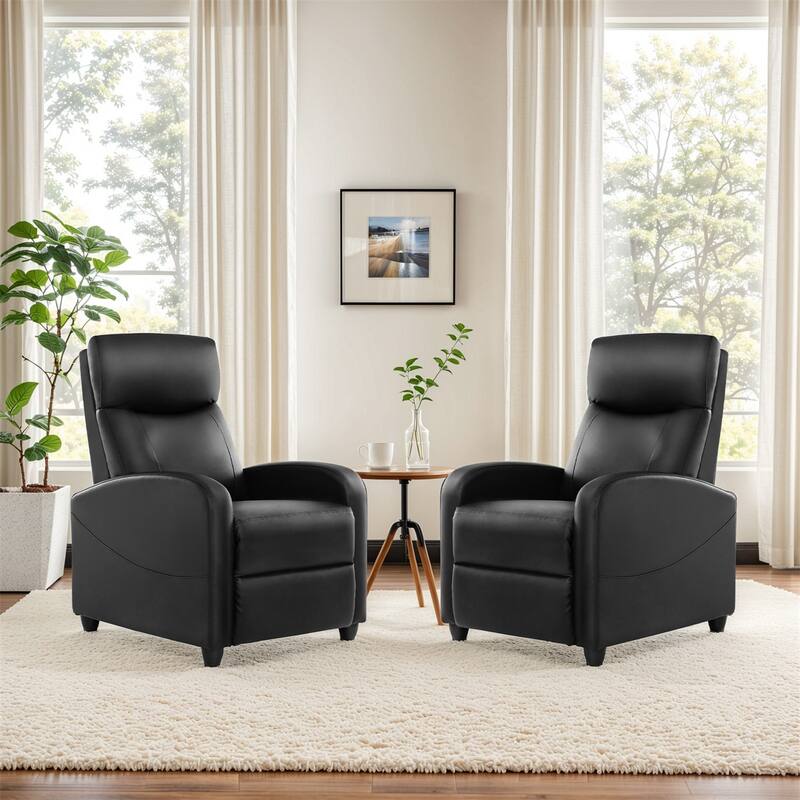 Recliner Chair for Living Room - Massage PU Leather Recliner Sofa with Lumbar Support, Home Theater Seating