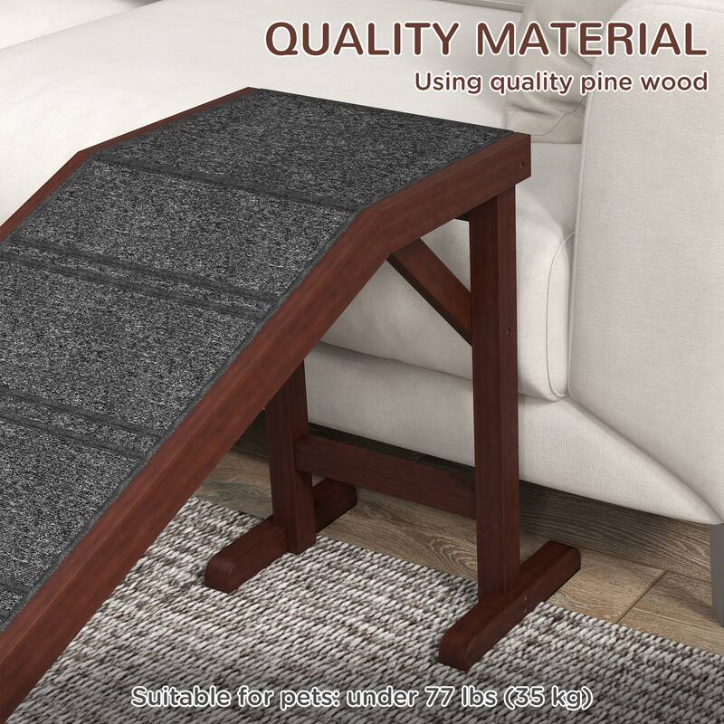 Dog Ramp for Bed, Pet Ramp for Dogs with Non-Slip Carpet and Top Platform, Furniture-Grade with High-Traction Carpet Surface