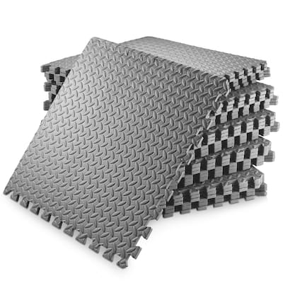 30 Gym Exercise Flooring Mats 24in Foam Workout Floor Tiles Gray - Large