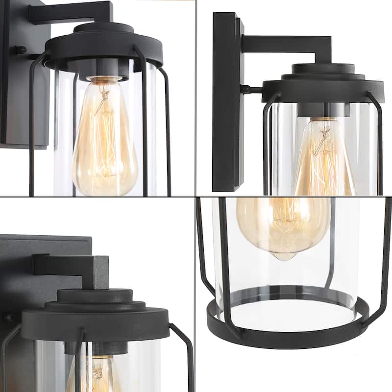 Modern Black Outdoor Wall Lantern Farmhouse 2 Pack Barn Wall Sconces Metal and Glass for Patio