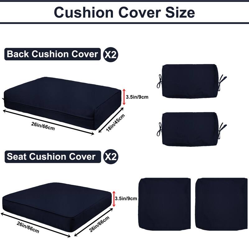 Outdoor Patio Cushion Covers Replacement, Waterproof Furniture Cushion Slipcovers, for Wicker Rattan Sectional Couch Chair