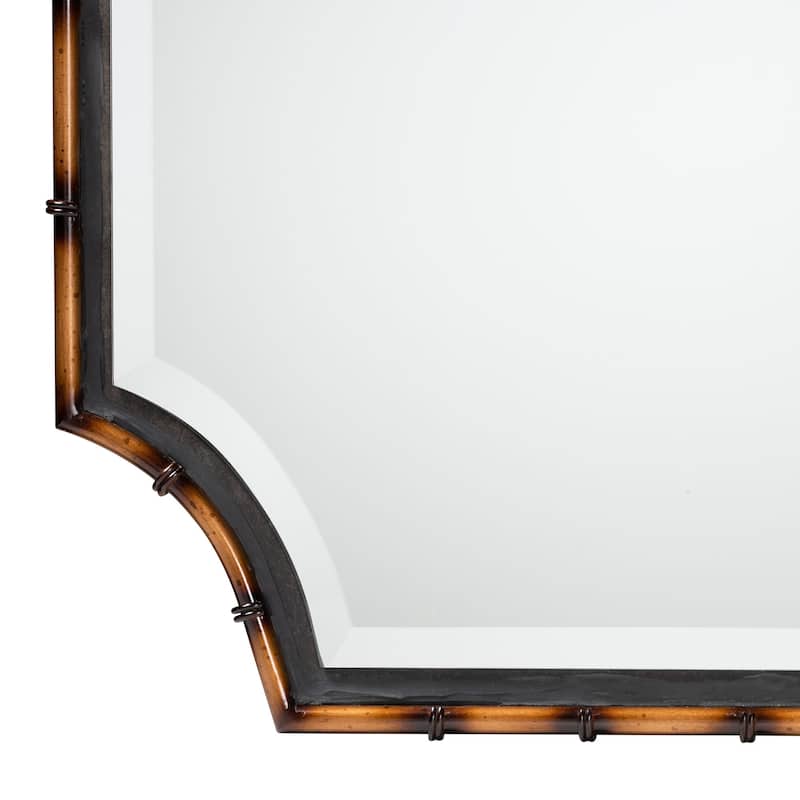 Lieven Rustic Glam and Luxe Two-Tone Light Brown and Black Finished Metal Accent Wall Mirror - Light Brown, Black