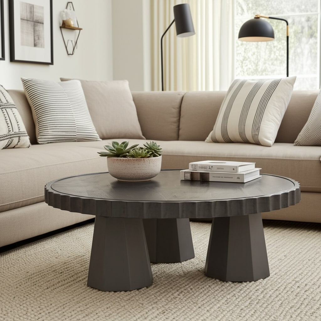 Metallic Marble and Wood Table for Home Decor - Black