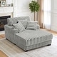 preview thumbnail 5 of 53, 41.7" W Upholstered Plush Corduroy Chaise Lounge with Pillows Light Grey