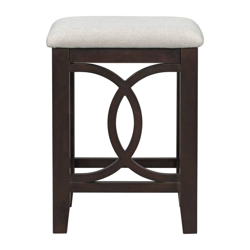 Farmhouse 3-Piece Counter Height Dining Table Set with USB Port and Upholstered Stools