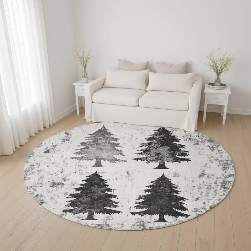 Premium Washable Super Soft Pine Tree Mayfield Rug - Gray - 8' x 8'